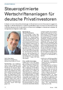 Steueroptimierte Wertschriftenanlagen für deutsche Privatinvestoren
