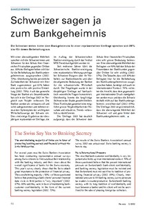 Schweizer sagen ja zum Bankgeheimnis