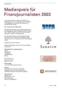 Medienpreis für Finanzjournalisten 2003