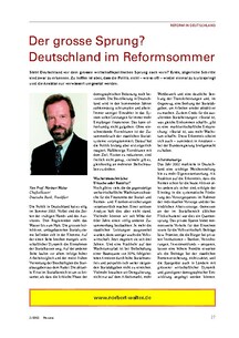 Der grosse Sprung? Deutschland im Reformsommer