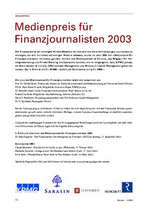Medienpreis für Finanzjournalisten 2003