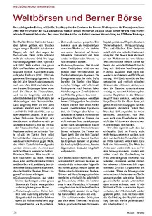 Börsen: Weltbörsen und Berner Börse