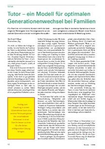 Der Tutor: Modell für optimalen Generationenwechsel