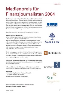 Medienpreis für Finanzjournalisten: Die Gewinner 2004