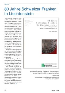 Buchtip: 80 Jahre Schweizer Franken in Liechtenstein