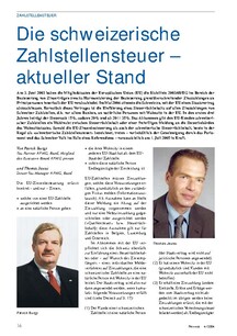 Schweizerische Zahlstellensteuer: Aktueller Stand