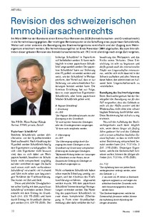 Aktuell: Revision des schweizerischen Immobiliarsachenrechts