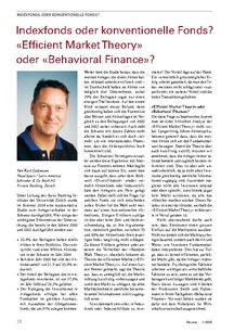 Indexfonds: «Efficient Market Theory» oder «Behavioral Finance»?