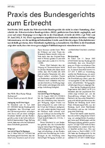 Aktuell: Praxis des Bundesgerichts zum Erbrecht 