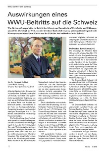 WWU-Beitritt: Auswirkungen auf die Schweiz