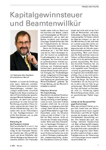 Finanz und Politik: Kapitalgewinnsteuer und Beamtenwillkür