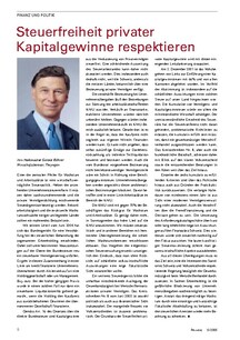 Finanz und Politik: Steuerfreiheit privater Kapitalgewinne respektieren
