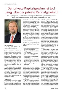 Kapitalgewinnsteuer: Lang lebe der private Kapitalgewinn!