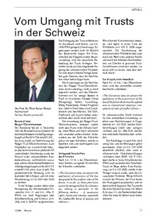 Aktuell: Trusts in der Schweiz 