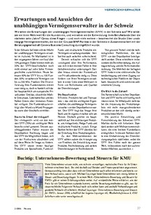 Erwartungen und Aussichten der unabhängigen Vermögensverwalter in der Schweiz