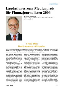 Laudationes zum Medienpreis für Finanzjournalisten 2006
