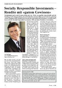 Socially Responsible Investments: Rendite mit «gutem Gewissen»