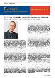 MiFID: Ein wichtiges Thema, auch für den Schweizer Fondsplatz