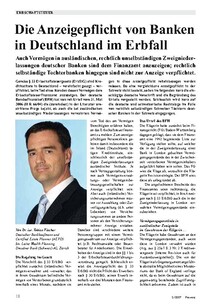 Erbschaftsteuer: Anzeigepflicht von Banken in Deutschland