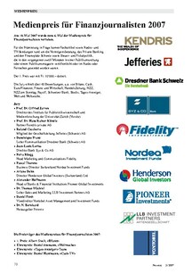 Medienpreis für Finanzjournalisten