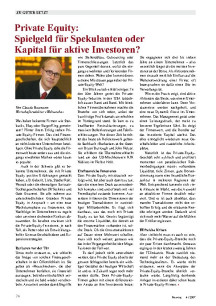 Zu guter Letzt: Private Equity: Spielgeld für Spekulanten oder Kapital für aktive Investoren?