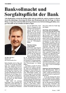 Bankvollmacht und Sorgfaltspflicht der Bank