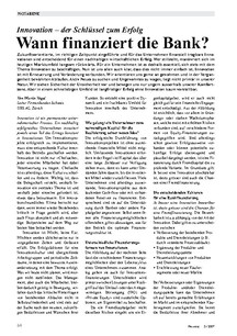 Innovation als Schlüssel zum Erfolg: Wann finanziert die Bank?