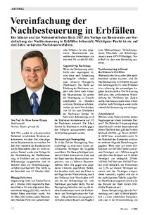 Aktuell: Vereinfachung der Nachbesteuerung in Erbfällen