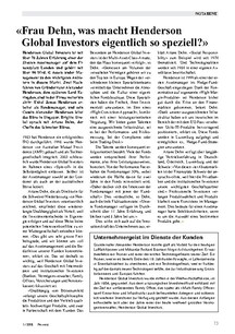 «Frau Dehn, was macht Henderson eigentlich so speziell?»