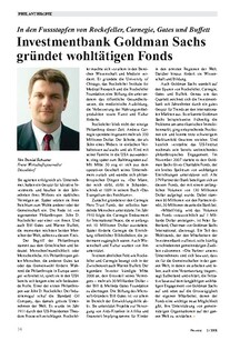 Philanthropie: Goldman Sachs gründet wohltätigen Fonds