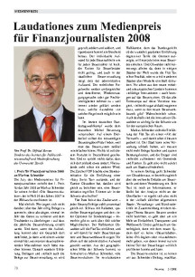 Laudationes zum Medienpreis für Finanzjournalisten 2008