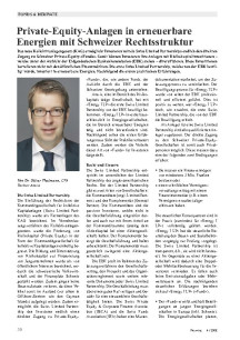 Private-Equity-Anlagen in erneuerbare Energien mit Schweizer Rechtsstruktur