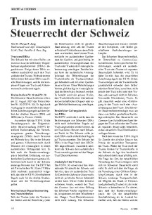 Trusts im internationalen Steuerrecht der Schweiz