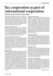 Tax cooperation as part of international cooperation