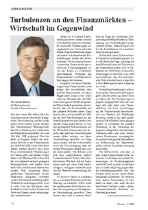 Turbulenzen an den Finanzmärkten - Wirtschaft im Gegenwind