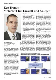 Eco-Trends - Mehrwert für Umwelt und Anleger
