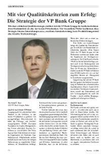 Mit vier Qualitätskriterien zum Erfolg - Die Strategie der VP Bank Gruppe