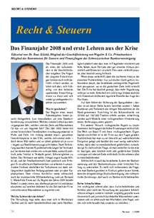 Das Finanzjahr 2008 und erste Lehren aus der Krise