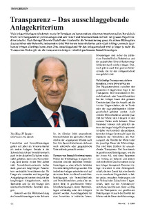 Transparenz: Das ausschlaggebende Anlagekriterium