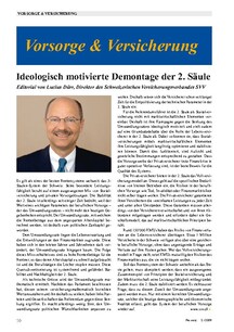 Ideologisch motivierte Demontage der 2. Säule