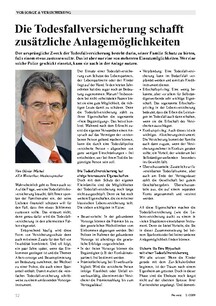 Die Todesfallversicherung schafft zusätzliche Anlagemöglichkeiten