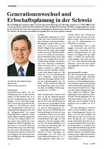 Aktuell: Generationenwechsel und Erbschaftsplanung in der Schweiz