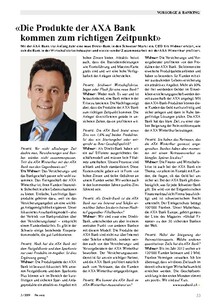 «Die Produkte der AXA Bank kommen zum richtigen Zeitpunkt»