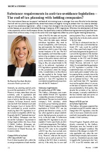 Substance requirements in anti-tax-avoidance legislation: The end of tax planning with holding companies?