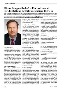 Die Auffanggesellschaft: Ein Instrument für die Rettung fortführungsfähiger Betriebe