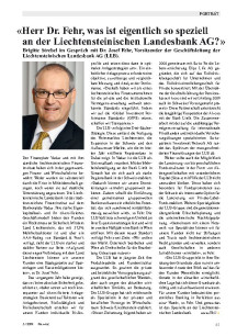 «Herr Dr. Fehr, was ist eigentlich so speziell an der Liechtensteinischen Landesbank AG?»