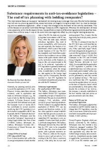 Substance requirements in anti-tax-avoidance legislation - The end of tax planning with holding companies?