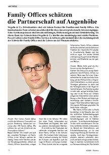 Family Offices schätzen die Partnerschaft auf Augenhöhe