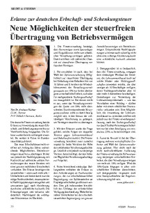 Deutsche Erbschaft- und Schenkungsteuer: Steuerfreie Übertragung von Betriebsvermögen