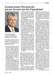 Lessons learnt: Was lernt der private Investor aus der Finanzkrise?